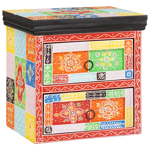 vidaXL Bedside Cabinet Multicoloured Solid Wood with Paint