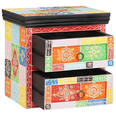 vidaXL Bedside Cabinet Multicoloured Solid Wood with Paint