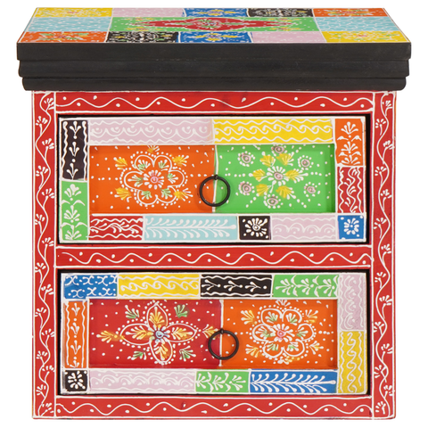 vidaXL Bedside Cabinet Multicoloured Solid Wood with Paint