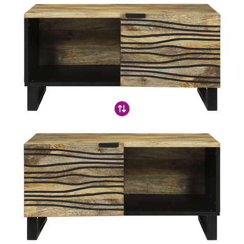 vidaXL Coffee Tables with Shelf Geometric Brown 80 x 50 x 40 cm Solid mango wood