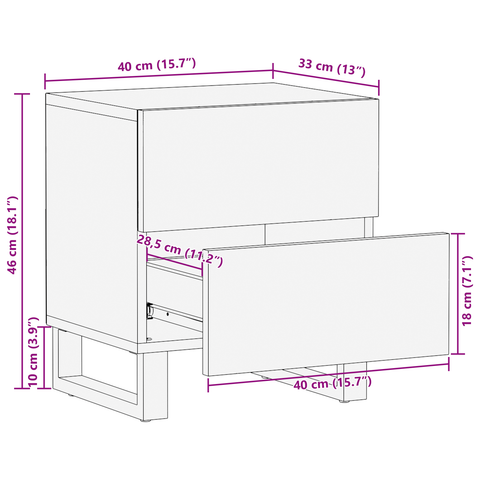 vidaXL Bedside Tables with Drawer White and black 40 x 33.5 x 46 cm