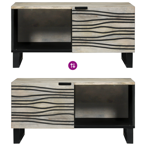 vidaXL Coffee Tables White, Black 80 x 50 x 40 cm Solid mango wood