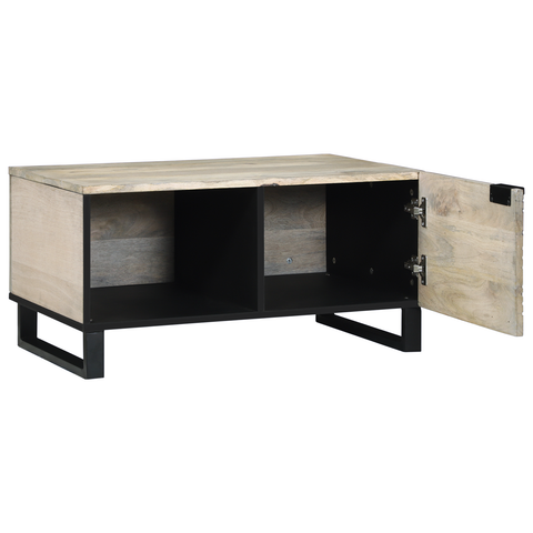 vidaXL Coffee Tables White, Black 80 x 50 x 40 cm Solid mango wood