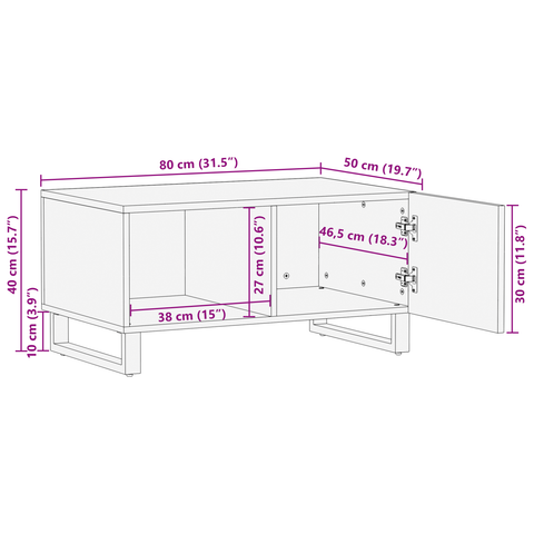 vidaXL Coffee Tables White, Black 80 x 50 x 40 cm Solid mango wood