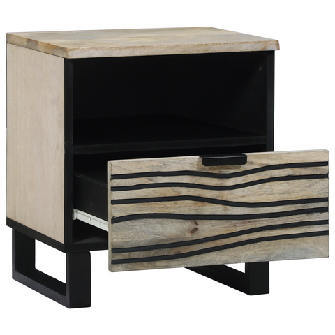 vidaXL Bedside Tables with Drawer White and black 40 x 33 x 46 cm