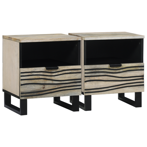 vidaXL Bedside Tables 2 pcs White and black 40 x 33 x 46 cm