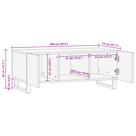 vidaXL Coffee Tables with Shelf with Storage with Door White, Black 100 x 50 x 40 cm