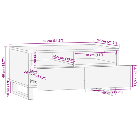 vidaXL Coffee Tables with Drawer with Storage White, Black 80 x 50 x 40 cm