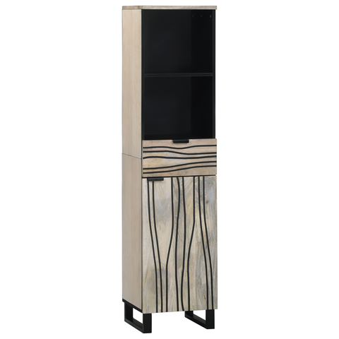 vidaXL Bathroom Cabinet with Drawer with Shelf with Storage with Door Brown, Black 38 x 33.5 x 160 cm