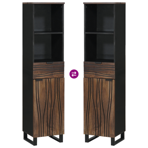 vidaXL Bathroom Furniture Sets with Drawer with Shelf Striped with Storage with Door Brown 38 x 33 x 160 cm