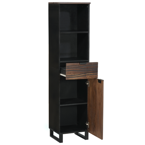 vidaXL Bathroom Furniture Sets with Drawer with Shelf Striped with Storage with Door Brown 38 x 33 x 160 cm