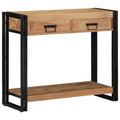 vidaXL Console Table Black 90x33x75 cm Solid Acacia Wood and Metal