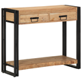 vidaXL Console Table Black 90x33x75 cm Solid Acacia Wood and Metal