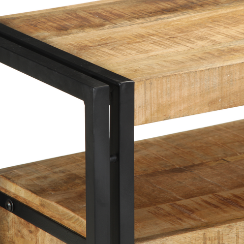 vidaXL End Tables Black 120x33x75 cm Solid Mango Wood and Metal