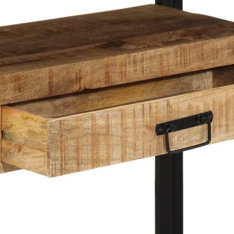 vidaXL End Tables Black 120x33x75 cm Solid Mango Wood and Metal