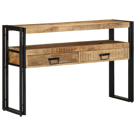 vidaXL End Tables Black 120x33x75 cm Solid Mango Wood and Metal