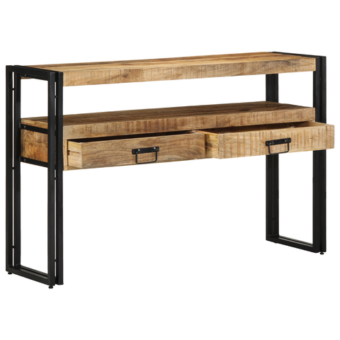 vidaXL End Tables Black 120x33x75 cm Solid Mango Wood and Metal