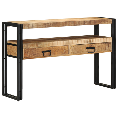 vidaXL End Tables Black 120x33x75 cm Solid Mango Wood and Metal