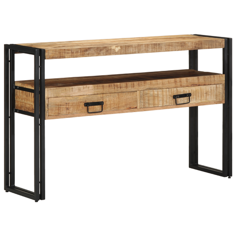 vidaXL End Tables Black 120x33x75 cm Solid Mango Wood and Metal