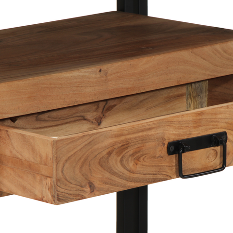 vidaXL End Tables Black 120x33x75 cm Solid Acacia Wood and Metal