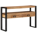 vidaXL End Tables Black 120x33x75 cm Solid Acacia Wood and Metal