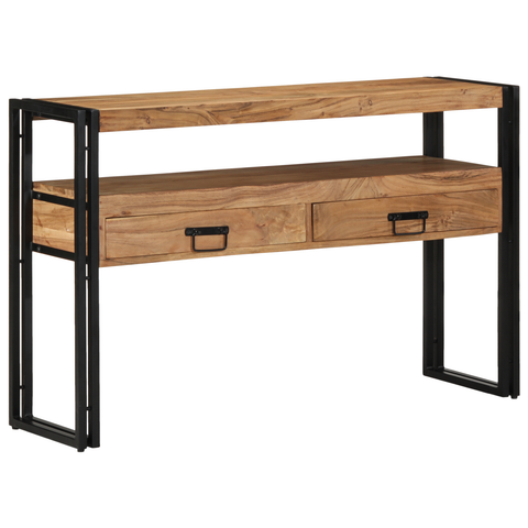 vidaXL End Tables Black 120x33x75 cm Solid Acacia Wood and Metal