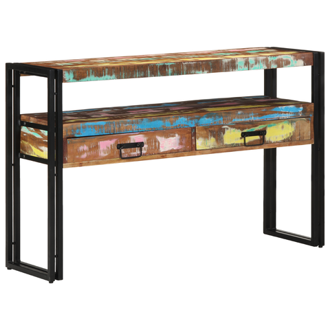 vidaXL End Tables Multicolour 120x33x75 cm Solid Reclaimed Wood&Metal