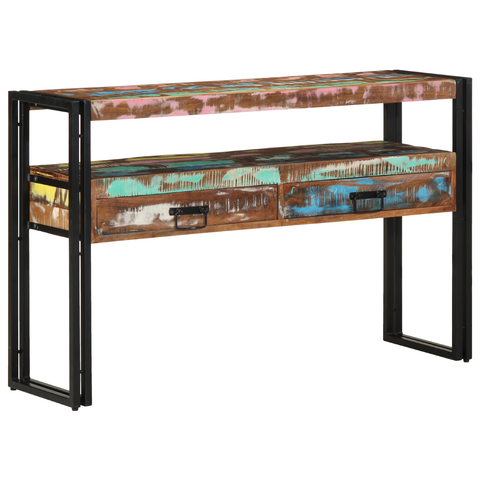 vidaXL End Tables Multicolour 120x33x75 cm Solid Reclaimed Wood&Metal