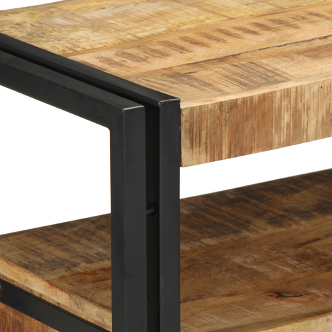vidaXL End Tables Black 90x33x75 cm Solid Mango Wood and Metal