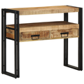 vidaXL End Tables Black 90x33x75 cm Solid Mango Wood and Metal