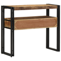 vidaXL End Tables Black 90x33x75 cm Solid Mango Wood and Metal