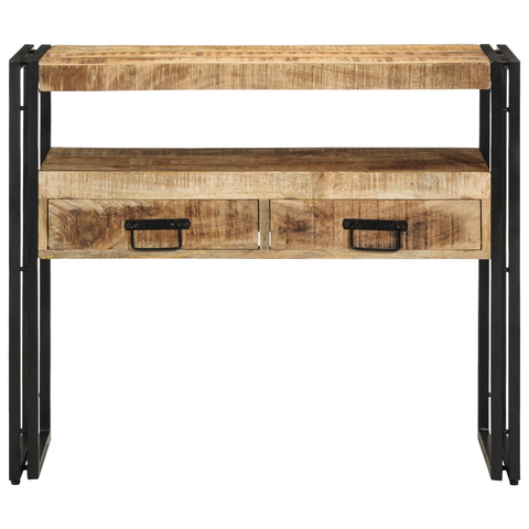 vidaXL End Tables Black 90x33x75 cm Solid Mango Wood and Metal