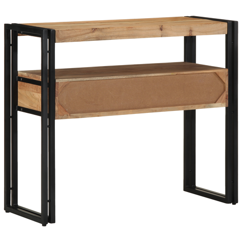 vidaXL Console Table Black 90x33x75 cm Solid Acacia Wood and Metal