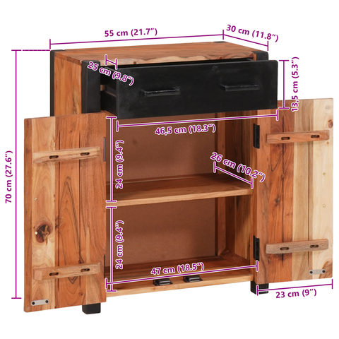 vidaXL Buffets & Sideboards with Drawer with Shelf with Storage with Door Brown Solid acacia wood
