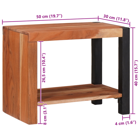 vidaXL Bookcase 50 x 30 x 40 cm Solid Acacia Wood
