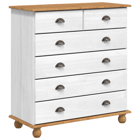 vidaXL Chest of Drawers "ASKIM" White 91x40x95,5 cm Solid Wood Pine