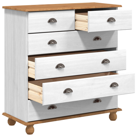 vidaXL Chest of Drawers "ASKIM" White 91x40x95,5 cm Solid Wood Pine