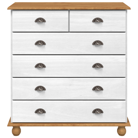 vidaXL Chest of Drawers "ASKIM" White 91x40x95,5 cm Solid Wood Pine
