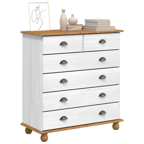 vidaXL Chest of Drawers "ASKIM" White 91x40x95,5 cm Solid Wood Pine