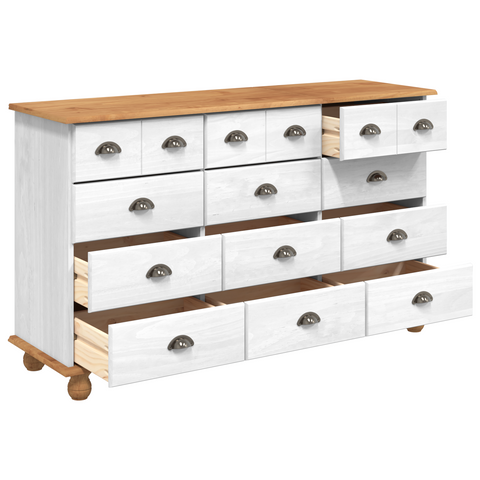vidaXL Chest of Drawers "ASKIM" White 79x40x133.5 cm Solid Wood Pine