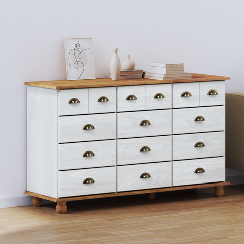 vidaXL Chest of Drawers "ASKIM" White 79x40x133.5 cm Solid Wood Pine