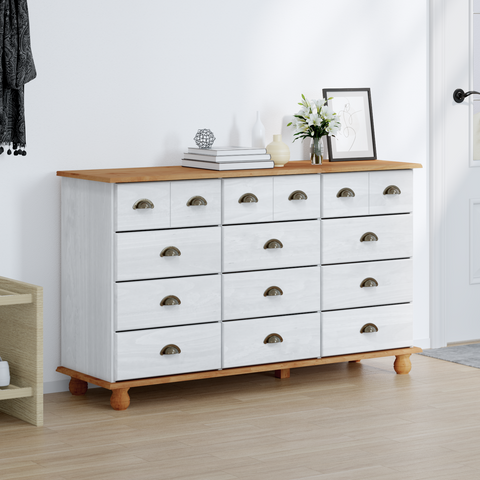 vidaXL Chest of Drawers "ASKIM" White 79x40x133.5 cm Solid Wood Pine