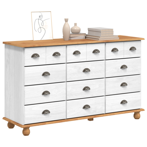 vidaXL Chest of Drawers "ASKIM" White 79x40x133.5 cm Solid Wood Pine