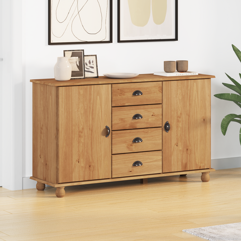 vidaXL Sideboard "ASKIM" 133,5x40x79 cm Solid Wood Pine