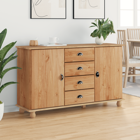 vidaXL Sideboard "ASKIM" 133,5x40x79 cm Solid Wood Pine