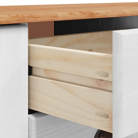vidaXL Sideboard 'ASKIM'White 133.5x40x79 cm Solid Wood Pine
