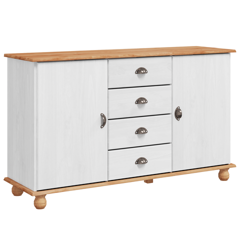 vidaXL Sideboard 'ASKIM'White 133.5x40x79 cm Solid Wood Pine