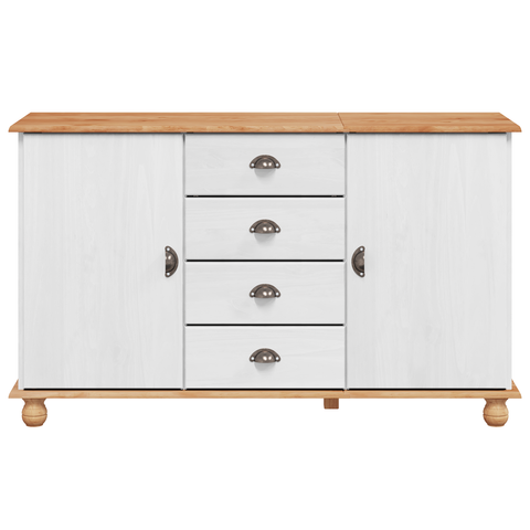 vidaXL Sideboard 'ASKIM'White 133.5x40x79 cm Solid Wood Pine