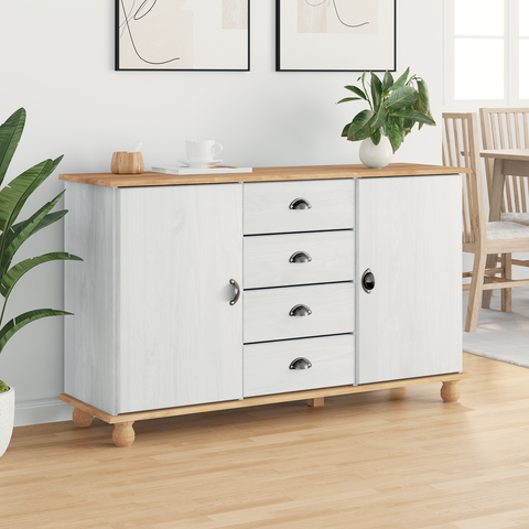 vidaXL Sideboard 'ASKIM'White 133.5x40x79 cm Solid Wood Pine