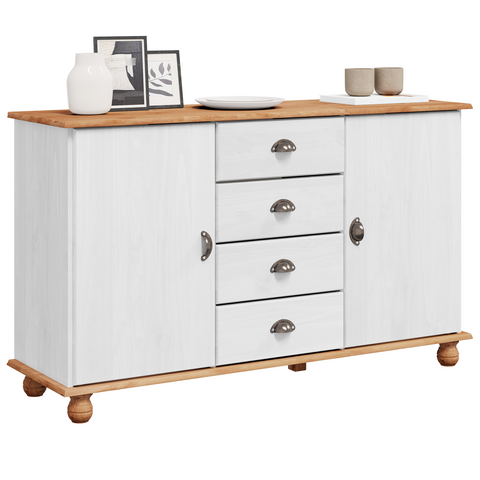 vidaXL Sideboard 'ASKIM'White 133.5x40x79 cm Solid Wood Pine